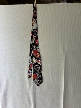 Black Casino-Print Men's Necktie